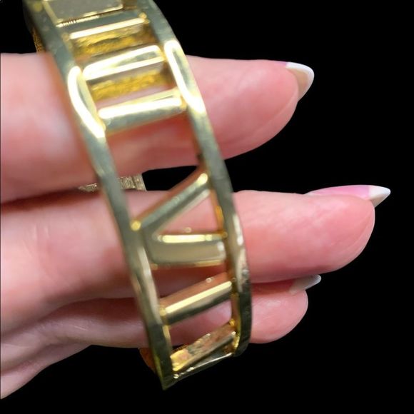 Roman Numeral Bangle Gold Bracelet - Picture 4 of 5